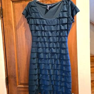 Fitted Knee length Ruffled t-shirt dress